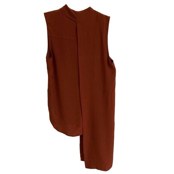 OAK Boutique Brand Silk Button Up Blouse Extended Gun Flap Blouse Oxblood Size S - Picture 7 of 12